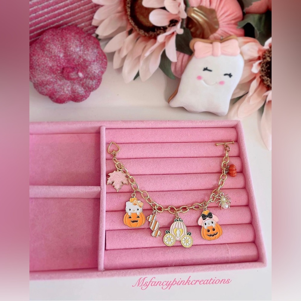 Hello Kitty Halloween gold plated charm bracelet